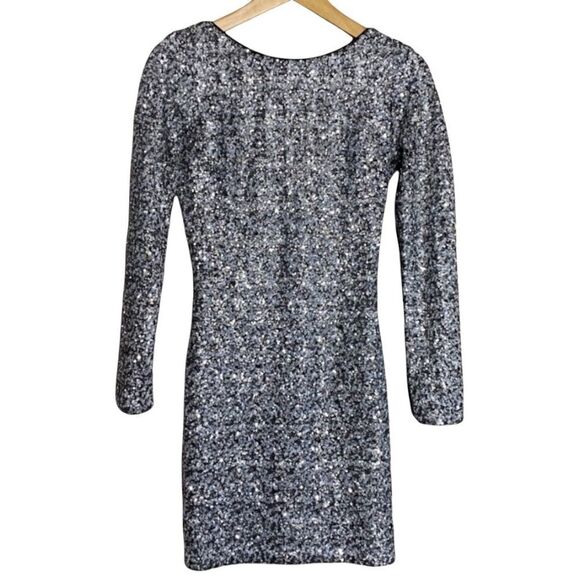 Dress the Population Lola Sequin Body-Con V-Back Long Sleeve Cocktail Dress - Picture 1 of 6